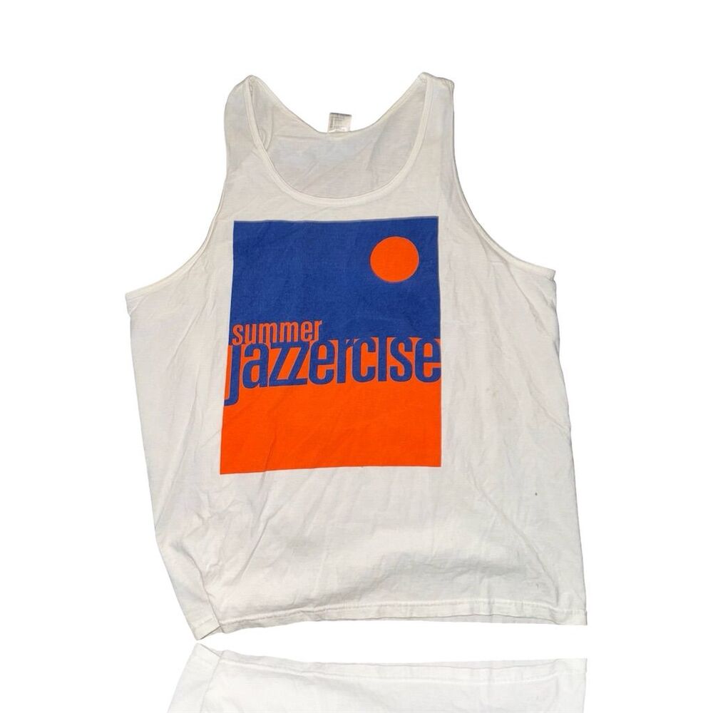 Vintage Jazzercise Tank Top XL Multicolor Graphic Retro Sleeveless